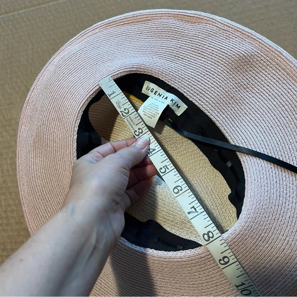 Eugenia Kim colorblock hemp Sun hat, adjustable size, sand/pink, NWOT - Picture 9 of 10